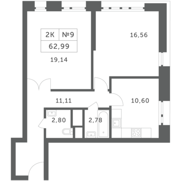 Раздоры, 2-х комнатная квартира, КП Береста д., 5373047 руб.