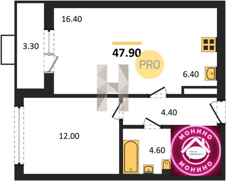 Николо-Хованское, 1-но комнатная квартира, Николо-Хованское дер. д.д. 11.2, 12771247 руб.