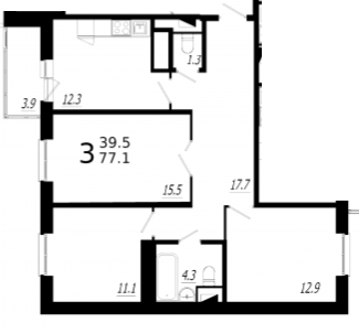 Мытищи, 3-х комнатная квартира, ул. Колпакова д.44 корп.33, 7786351 руб.