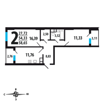 Москва, 2-х комнатная квартира, Нововатутинский пр. д., 5307825 руб.