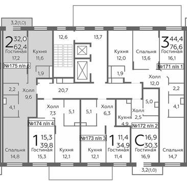 Видное, 2-х комнатная квартира, б-р Зеленые Аллеи д., 4513548 руб.