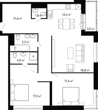 Москва, 3-х комнатная квартира, Ленинский пр-кт. д.154, корп.2, 30159549 руб.