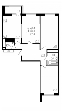 Мытищи, 3-х комнатная квартира, ул. Колпакова д.44 корп.34, 7073290 руб.