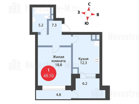 Павловская Слобода, 1-но комнатная квартира, ул. Красная д.д. 9, корп. 53, 5165320 руб.