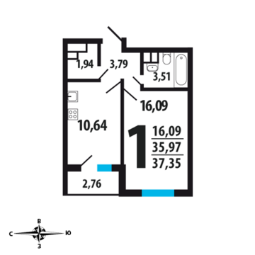 Москва, 1-но комнатная квартира, Нововатутинский пр. д., 3716325 руб.