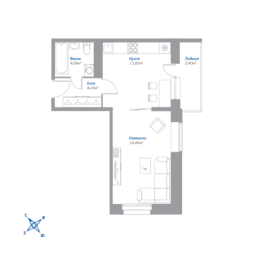 Томилино, 1-но комнатная квартира, ЖК Томилино д., 2433555 руб.