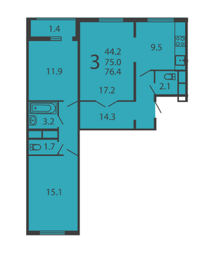 Москва, 3-х комнатная квартира, ул. Производственная д.6 корп.5, 7675294 руб.