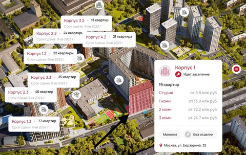 Москва, 1-но комнатная квартира, ул. Берзарина д.30Б, 8500000 руб.