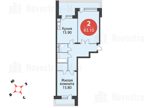 Павловская Слобода, 2-х комнатная квартира, ул. Красная д.д. 9, корп. 55, 8276760 руб.
