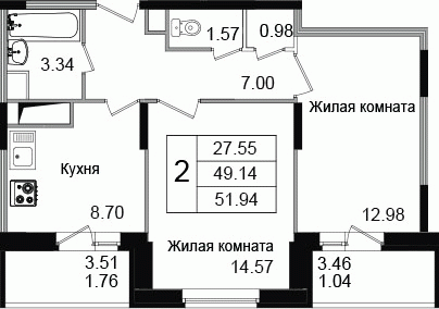 Щелково, 2-х комнатная квартира, Потапово-3 д.4, 3571360 руб.