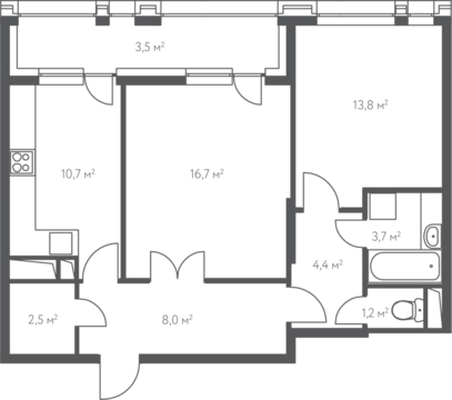 Москва, 2-х комнатная квартира, 1-Й Нагатинский проезд д.14, 12954825 руб.