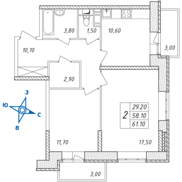 Люберцы, 2-х комнатная квартира, ул. Барыкина д., 4307550 руб.