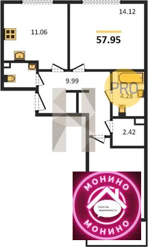 Пушкино, 2-х комнатная квартира, Новая Деревня мкр. д., 9210000 руб.