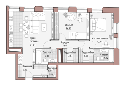 Москва, 2-х комнатная квартира, ул. Новослободская д.24, 45330000 руб.