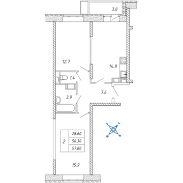 Люберцы, 2-х комнатная квартира, ул. Барыкина д., 4913000 руб.