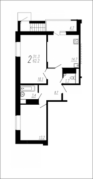 Мытищи, 2-х комнатная квартира, ул. Колпакова д.44 корп.34, 5401942 руб.