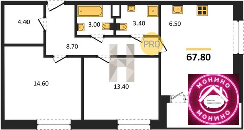Челобитьево, 2-х комнатная квартира, Челобитьево дер. д., 14740000 руб.