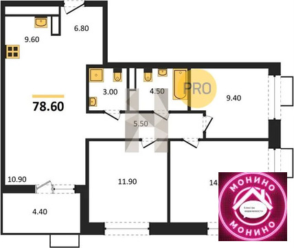 Столбово, 3-х комнатная квартира, Столбово дер. д.д. 6, 19868783 руб.