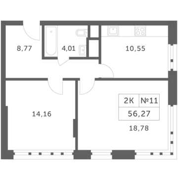 Раздоры, 2-х комнатная квартира, КП Береста д., 4912371 руб.