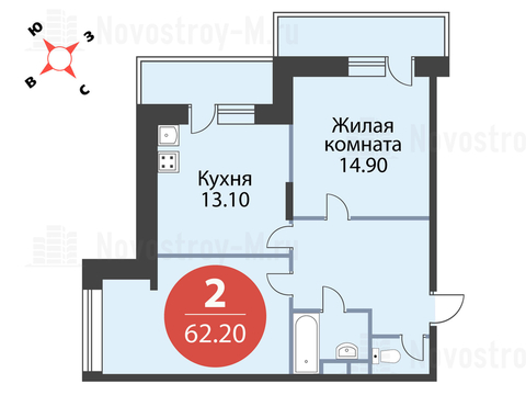 Павловская Слобода, 2-х комнатная квартира, ул. Красная д.д. 9, корп. 56, 5495370 руб.