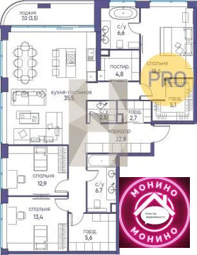 Москва, 3-х комнатная квартира, ул. Нижние Мневники д.д. 3, 74818632 руб.