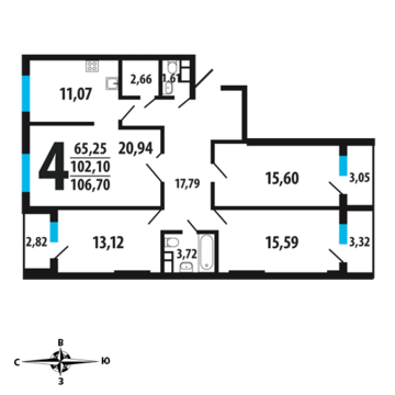 Москва, 4-х комнатная квартира, Нововатутинский пр. д., 8856100 руб.