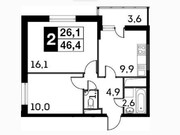 Одинцово, 2-х комнатная квартира, ул. Чистяковой д.8, 4254880 руб.