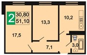 Зверево, 2-х комнатная квартира, десятинная д.5, 3100000 руб.