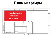 Доля 36/100 в квартире 66,1 кв.м. (комната 16,6 кв.м.), 3700000 руб.