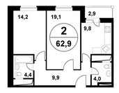 Видное, 2-х комнатная квартира, Березовая д.3, 6099126 руб.