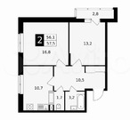 ЖК Красная горка , 2-к. квартира, 57,5 м, 17/18 эт.