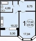 Щелково, 1-но комнатная квартира, ул. Центральная д.96к2, 3595000 руб.