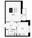 ЖК Красная горка, ул. Садовая, д.14, 1-к. квартира, 37,7 м, 6/18 эт.